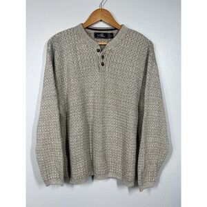 VTG 3D Textured Knit Men's Crewneck Button Sweater Studio Bill Blast Size XL